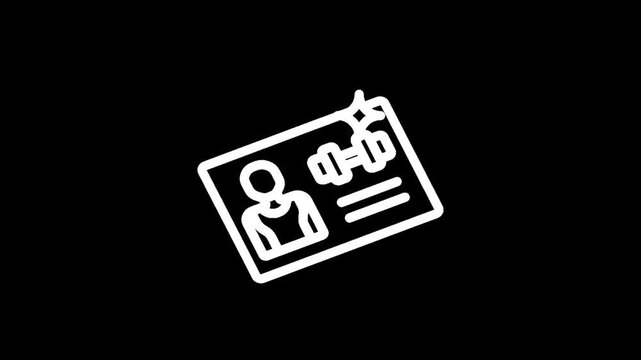 Fitness membership card icon with dumbbell and person silhouette