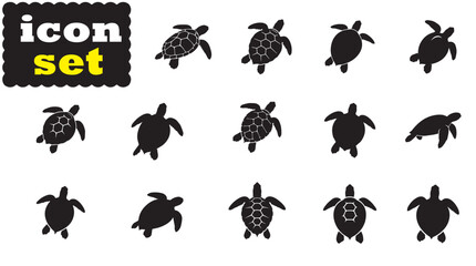 Fototapeta premium Set of Sea Turtle Icon, Sea Turtle Silhouette Vector