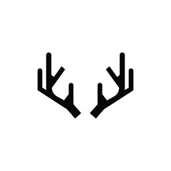 Fototapeta premium Minimalist black silhouette of deer antlers, featuring geometric shapes and clean lines, isolated on a white background, hunting, nature, or outdoor themed projects