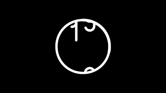 Minimalist white clock face outline on a black background, showing time passing