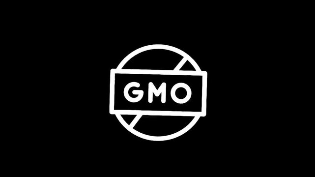 Simple white line art logo with the letters GMO inside a rectangle and a circle