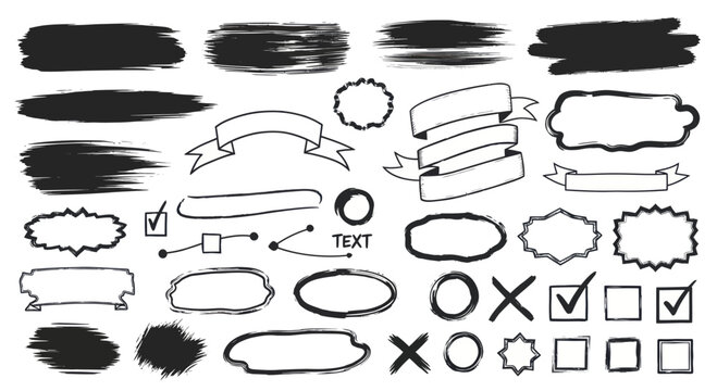 Collection of Hand Drawn Doodle Elements and Brushes.