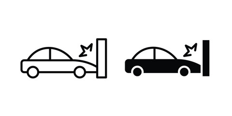 Obraz premium Car crash icon graphics, editable stroke linear icon, eps 10