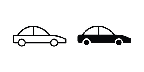 Fototapeta premium Car side view icon graphics, editable stroke linear icon, eps 10