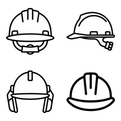 Fototapeta premium Black Hard Hat and Safety Helmet Glyph Icon for Construction Site Protection in Industrial Environments Isolated on a White Background