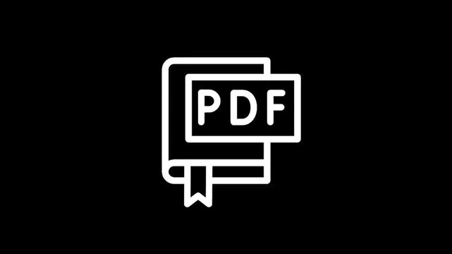 Icon representing a book with a PDF document sticking out, symbolizing digital information