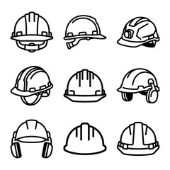 Fototapeta premium Hard hat safety construction helmet icon for industrial work and worker protection symbol isolated on white background