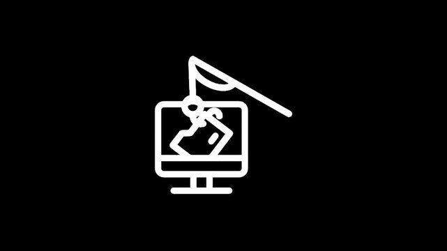 Digital fishing hook catches computer screen displaying a credit card icon