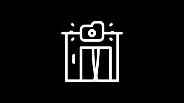 Modern elevator icon with camera on top, representing surveillance or security in buildings