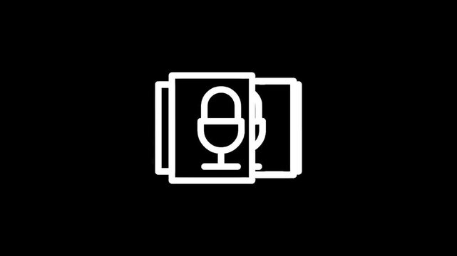 Simple white microphone icon on a black background with layered panels