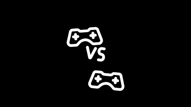 Two video game controllers facing each other with a versus symbol in between