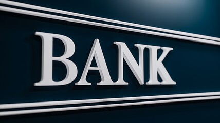 Obraz premium Bank sign on modern financial institution building exterior business concept