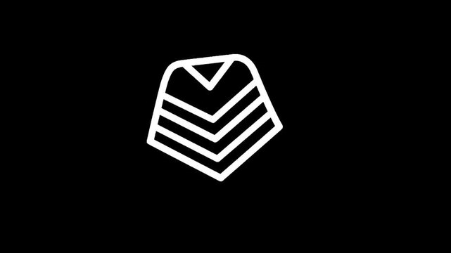 Minimalist white outline of a poncho on a black background, simple and clean design