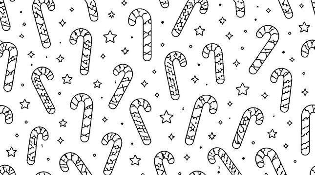 Festive Candy Cane and Star Pattern Design.