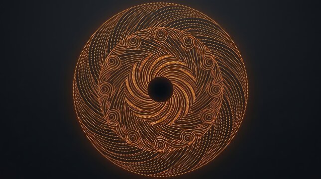 Orange Swirling Geometric Mandala Dot Pattern dots