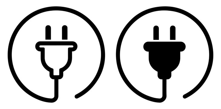 electric plug icon outline filled vector