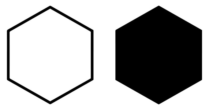 hexagon shape icon outline filled vector