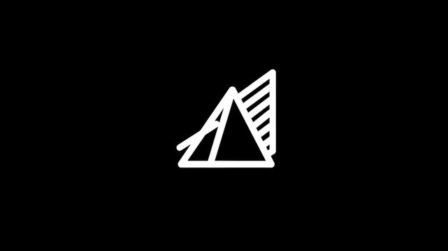 Abstract geometric shapes forming a stylized mountain peak with diagonal lines
