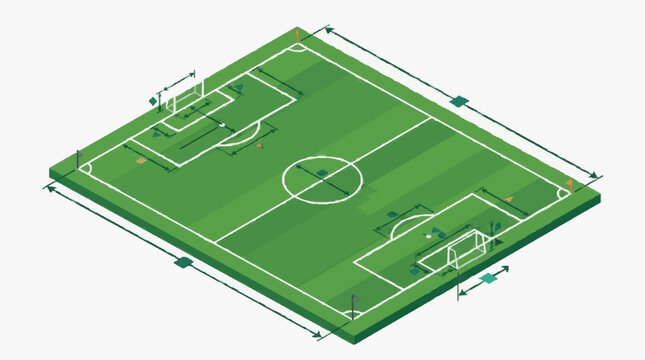 Football Pitch 3D Rendered Model.