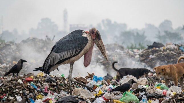 Wildlife scavenging in a landfill