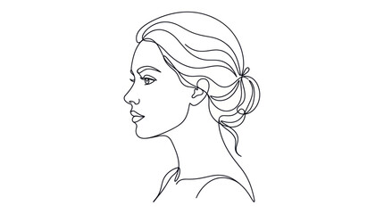 Fototapeta premium Elegant woman profile in minimalist continuous line art style