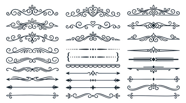 Elegant vintage line dividers and ornamental scrolls