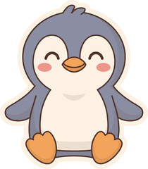 Fototapeta premium Cute Cartoon Penguin is sitting Illustration vector shape