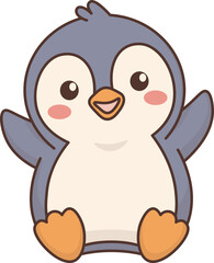 Obraz premium Cute Cartoon Penguin is sitting Illustration vector shape