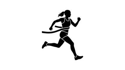 Obraz premium Female runner crossing finish line.