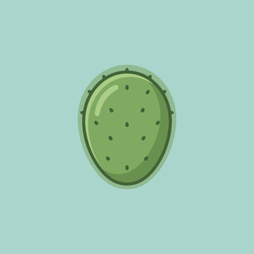 A minimalist vector illustration of a green cactus pad