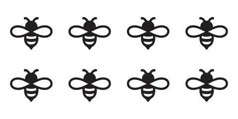 Fototapeta premium Minimalist Bee Icon Set in Black and White