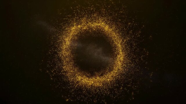 Glowing Golden Particle Ring in Outer Space 4K Generative AI