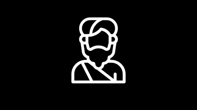 Stylized icon of a man with a beard and turban, representing a historical figure or cultural icon