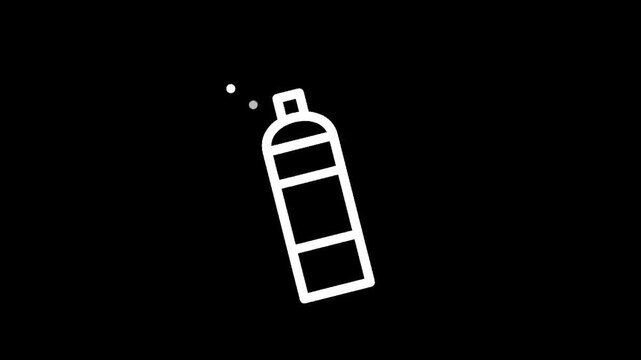 Simple line art icon of a spray can with dots emanating from the nozzle