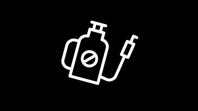 Icon of a pesticide sprayer with a prohibition sign, representing pest control and safety measures