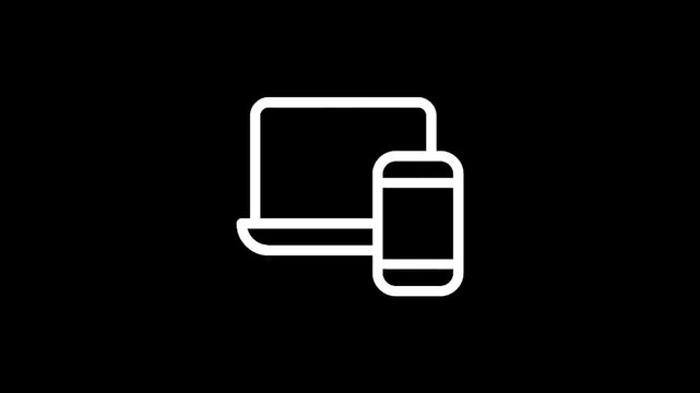 Responsive design icons for desktop computer and mobile phone on black background