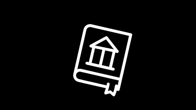 Icon of a book with a building symbol representing law or government knowledge