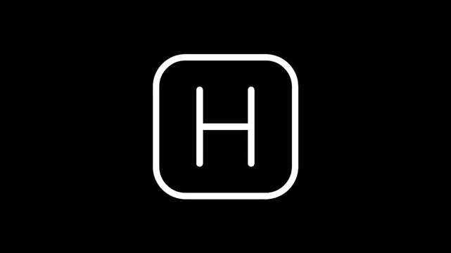 Minimalist white outline of a square object with rounded corners on a black background