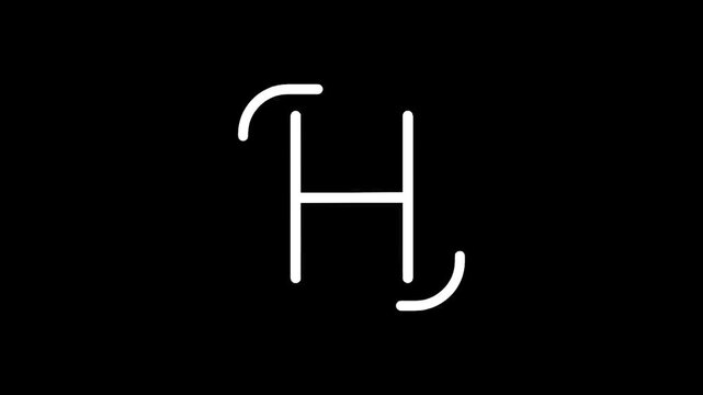 Minimalist white letter H symbol on a stark black background, clean design