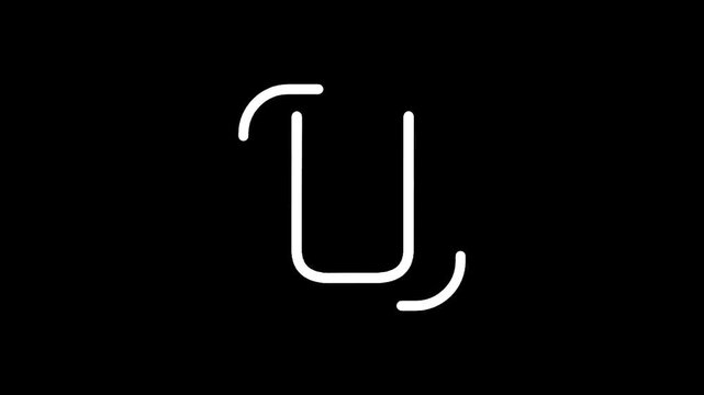 Minimalist white letter U symbol with rounded corners on a black background