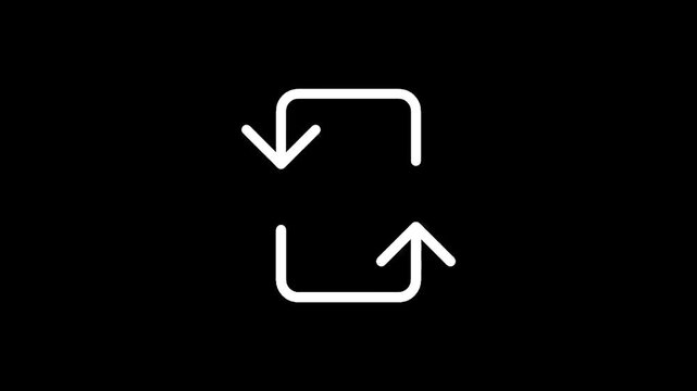 Simple white refresh or repeat icon on a black background, minimalist design