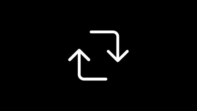 Simple white refresh icon with two arrows on a black background