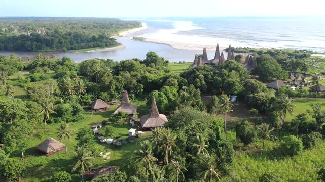 Aerial view of Ratenggaro traditional village in Sumba, Indonesia
