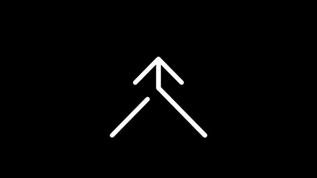 Minimalist white arrow pointing upwards on a solid black background, symbolizing growth