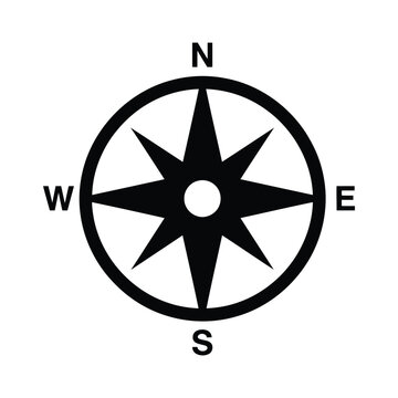Black Compass Rose with Directions