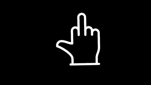 White outline of a hand giving the middle finger gesture on a black background