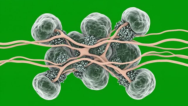3D Animation of Osteoblasts Showing Bone Healing and Regeneration Process Isolated on a Green Screen Background