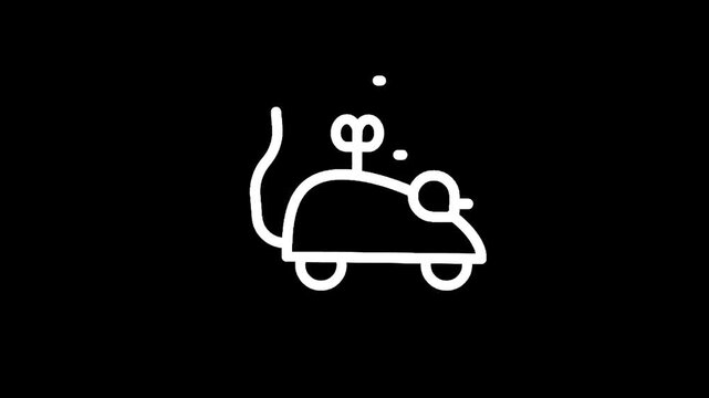 Simple line art icon of a wind-up toy mouse with a key on its back
