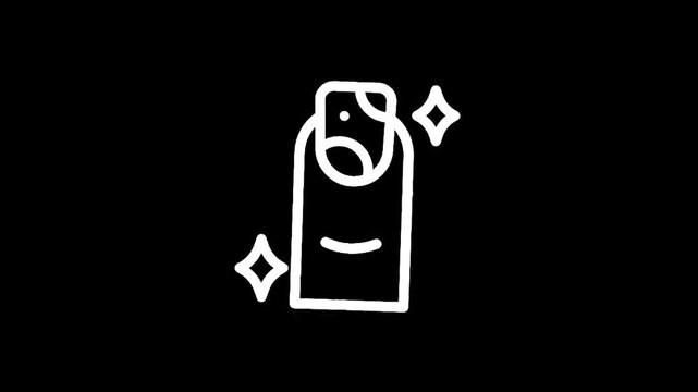 Hand-drawn icon of a sparkling clean fingernail with a French manicure design