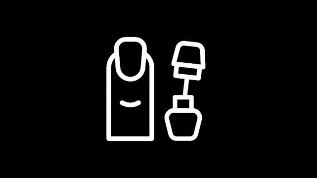 Icon of a finger receiving nail polish application from a brush and bottle
